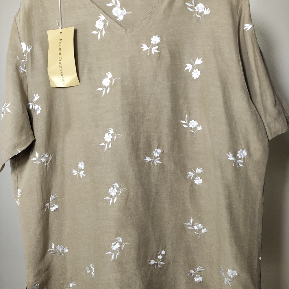 Patrick Christopher 2-piece Silk Linen embroidered Skirt Set Natural XL